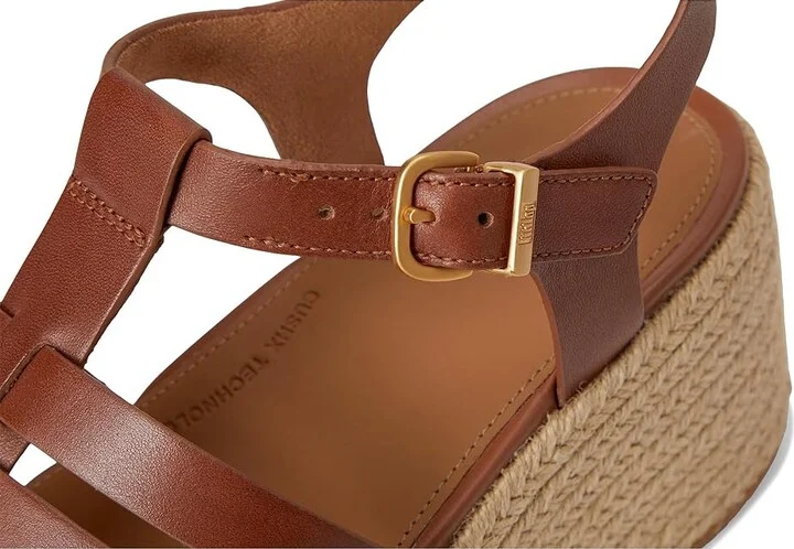 FitFlop PLATFFORMS Espadrille Leather Fisherman Wedge Sandals Women's Wedge Shoes Deep Tan : 8 M (B) - Image 7