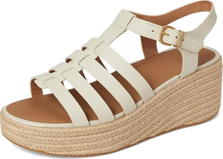FitFlop PLATFFORMS Espadrille Leather Fisherman Wedge Sandals Women's Wedge Shoes Paris Beige : 6 M (B) - Image 5