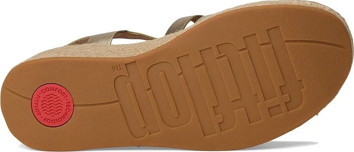 FitFlop PLATFFORMS Espadrille Leather Fisherman Wedge Sandals Women's Wedge Shoes Platino : 10 M (B) - Image 3