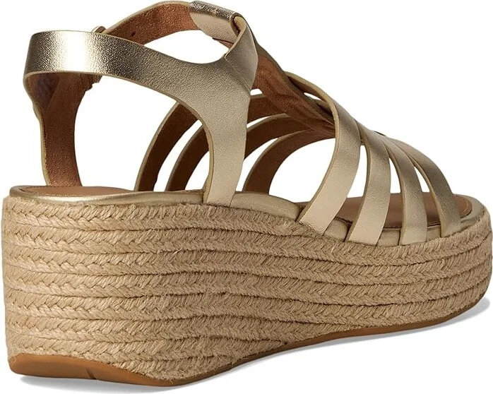 FitFlop PLATFFORMS Espadrille Leather Fisherman Wedge Sandals Women's Wedge Shoes Platino : 10 M (B) - Image 4