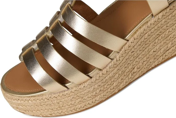 FitFlop PLATFFORMS Espadrille Leather Fisherman Wedge Sandals Women's Wedge Shoes Platino : 10 M (B) - Image 7