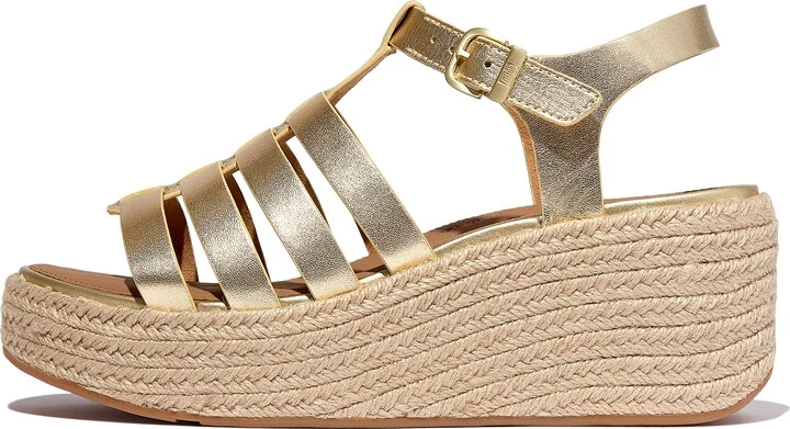 FitFlop PLATFFORMS Espadrille Metallic-Leather Fisherman Wedge Sandals