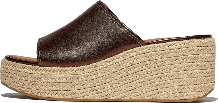 FitFlop PLATFFORMS Espadrille Metallic-Leather Wedge Slides