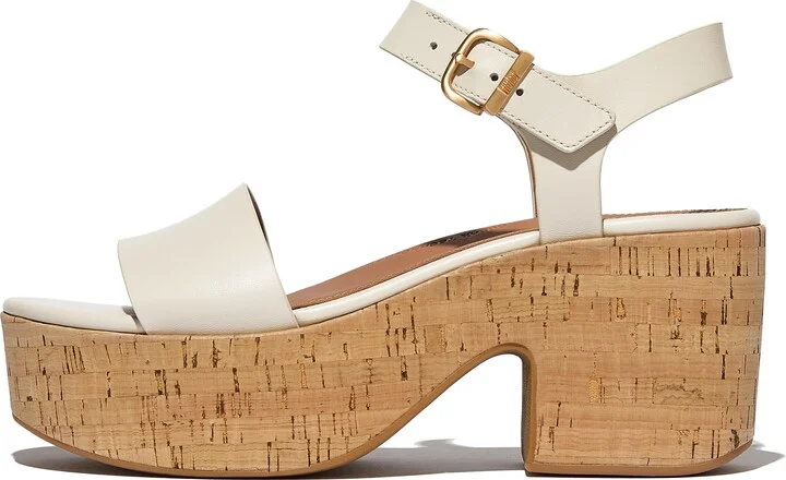 FitFlop PLATFFORMS Leather/Cork Heeled Ankle-Strap Sandals