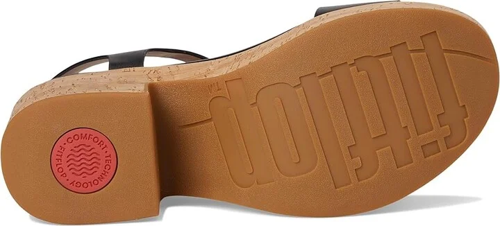 FitFlop Platfforms Leather/Cork Heeled Ankle-Strap Sandals Women's Wedge Shoes Black : 11 M (B) - Image 3