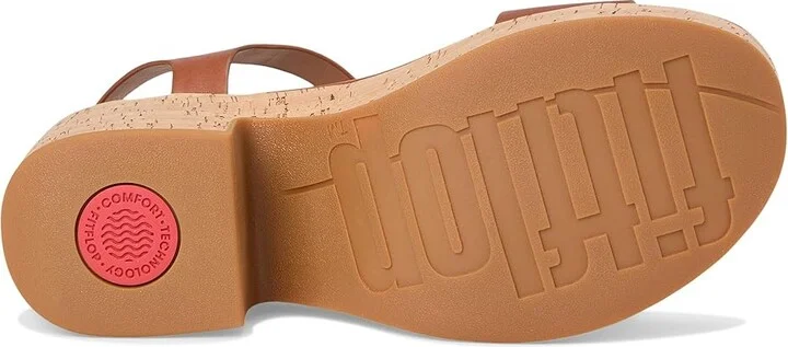 FitFlop Platfforms Leather/Cork Heeled Ankle-Strap Sandals Women's Wedge Shoes Deep Tan : 11 M (B) - Image 3