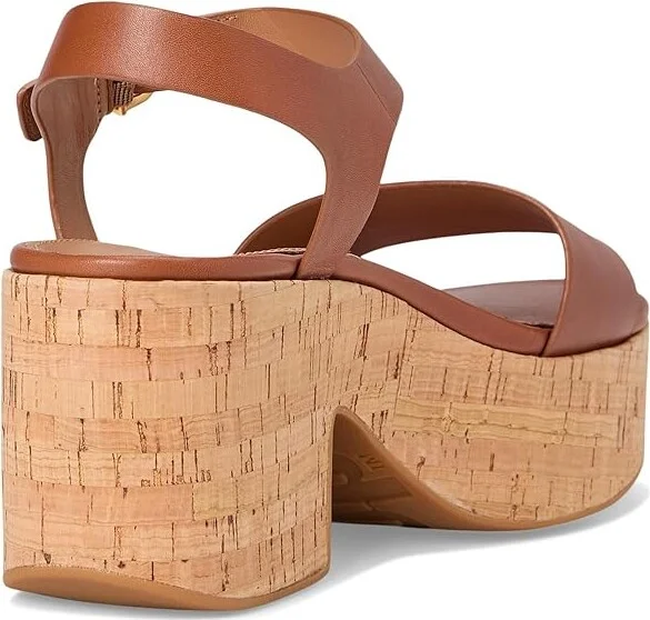 FitFlop Platfforms Leather/Cork Heeled Ankle-Strap Sandals Women's Wedge Shoes Deep Tan : 11 M (B) - Image 4