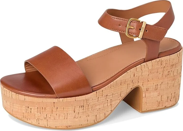 FitFlop Platfforms Leather/Cork Heeled Ankle-Strap Sandals Women's Wedge Shoes Deep Tan : 11 M (B) - Image 5