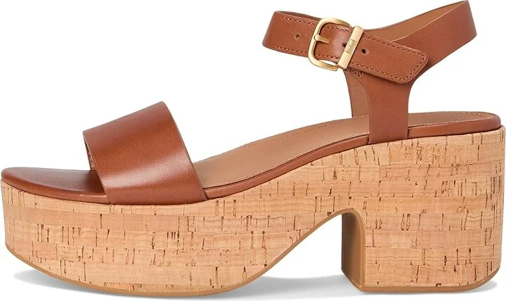 FitFlop Platfforms Leather/Cork Heeled Ankle-Strap Sandals Women's Wedge Shoes Deep Tan : 11 M (B) - Image 6