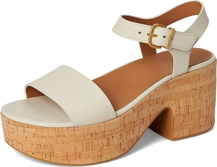 FitFlop Platfforms Leather/Cork Heeled Ankle-Strap Sandals Women's Wedge Shoes Paris Beige : 9 M (B) - Image 5