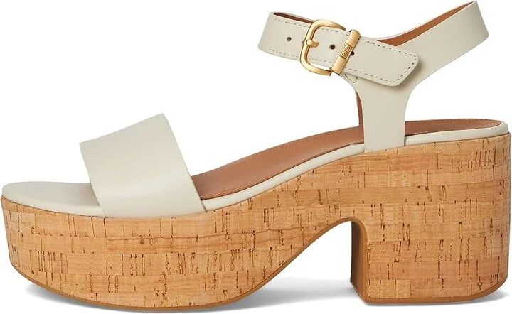 FitFlop Platfforms Leather/Cork Heeled Ankle-Strap Sandals Women's Wedge Shoes Paris Beige : 9 M (B) - Image 6