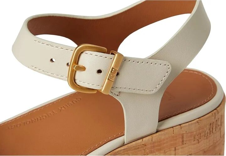 FitFlop Platfforms Leather/Cork Heeled Ankle-Strap Sandals Women's Wedge Shoes Paris Beige : 9 M (B) - Image 7