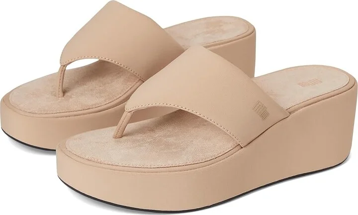 FitFlop Platfforms Wedge Toe-Post Sandals Women's Wedge Shoes Classic Beige : 9 M (B)
