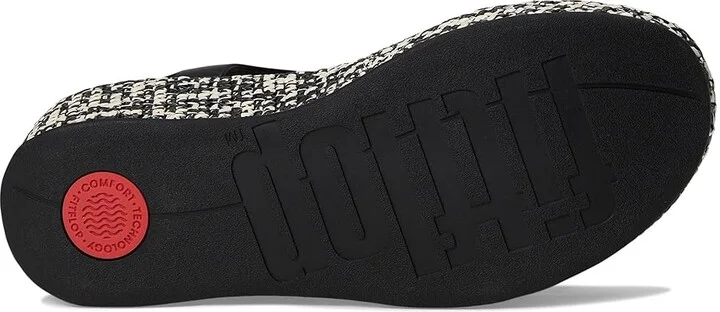 FitFlop Platfforms Woven Wedge Ankle-Strap Sandals Women's Wedge Shoes Black/Ivory Mix : 8 M (B), Leather - Image 3