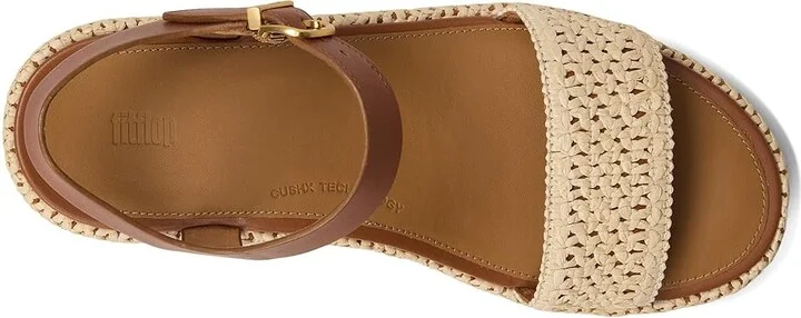 FitFlop Platfforms Woven Wedge Ankle-Strap Sandals Women's Wedge Shoes Deep Tan/Ivory : 10 M (B), Leather - Image 2