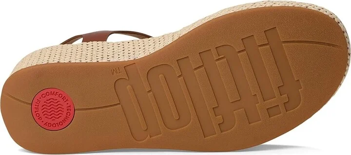 FitFlop Platfforms Woven Wedge Ankle-Strap Sandals Women's Wedge Shoes Deep Tan/Ivory : 10 M (B), Leather - Image 3