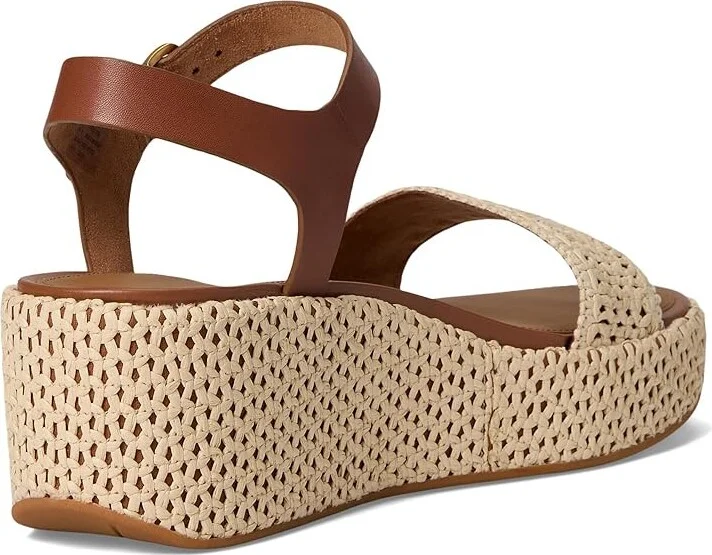 FitFlop Platfforms Woven Wedge Ankle-Strap Sandals Women's Wedge Shoes Deep Tan/Ivory : 10 M (B), Leather - Image 4