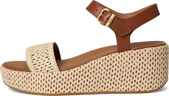 FitFlop Platfforms Woven Wedge Ankle-Strap Sandals Women's Wedge Shoes Deep Tan/Ivory : 10 M (B), Leather - Image 6
