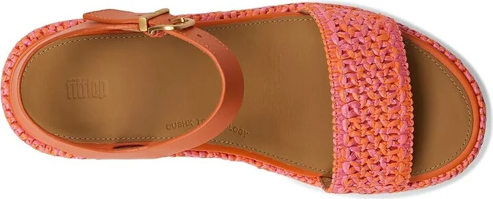 FitFlop Platfforms Woven Wedge Ankle-Strap Sandals Women's Wedge Shoes Satsuma/Pinkperfect Mix : 9 M (B), Leather - Image 2