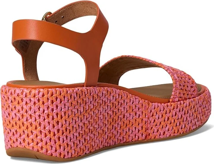 FitFlop Platfforms Woven Wedge Ankle-Strap Sandals Women's Wedge Shoes Satsuma/Pinkperfect Mix : 9 M (B), Leather - Image 4