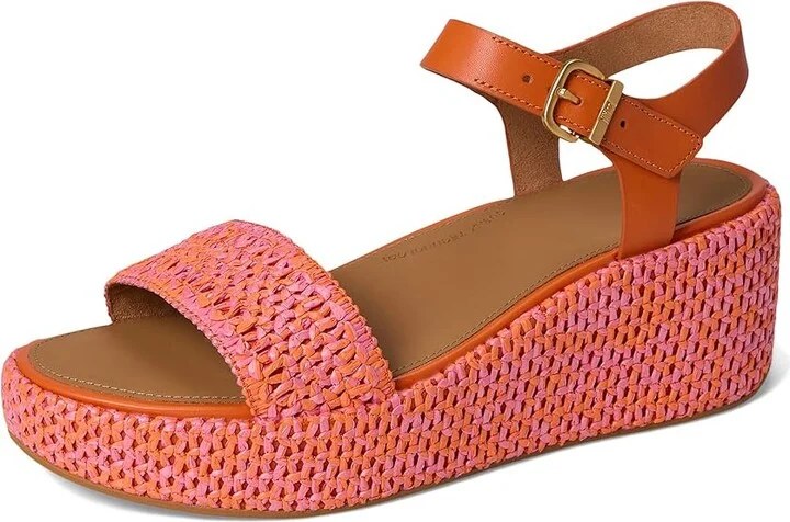 FitFlop Platfforms Woven Wedge Ankle-Strap Sandals Women's Wedge Shoes Satsuma/Pinkperfect Mix : 9 M (B), Leather - Image 5