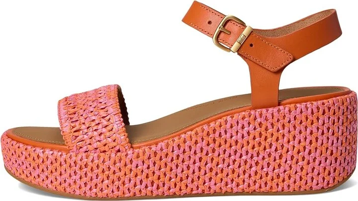 FitFlop Platfforms Woven Wedge Ankle-Strap Sandals Women's Wedge Shoes Satsuma/Pinkperfect Mix : 9 M (B), Leather - Image 6
