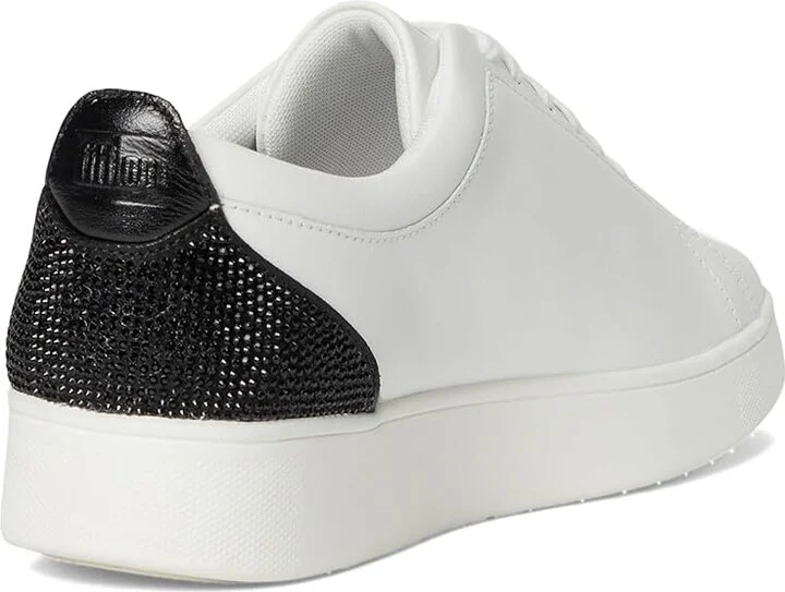 FitFlop Rally Crystal-Backtab Leather Trainers Women's Shoes Black : 5 M (B) - Image 4