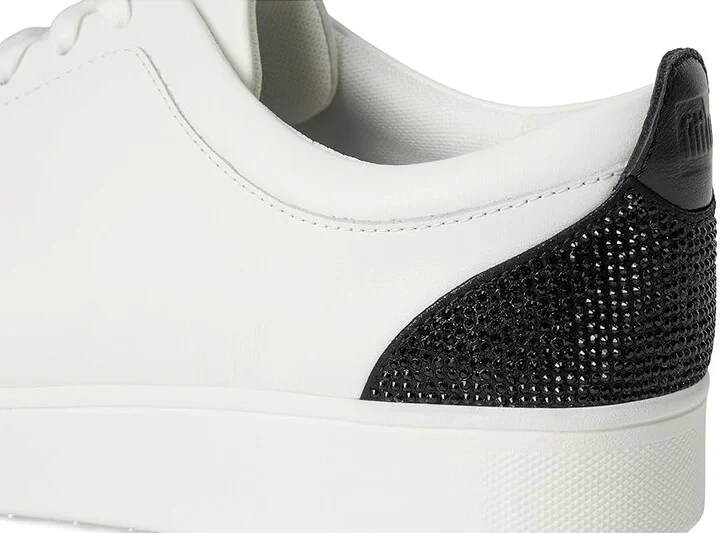 FitFlop Rally Crystal-Backtab Leather Trainers Women's Shoes Black : 5 M (B) - Image 7