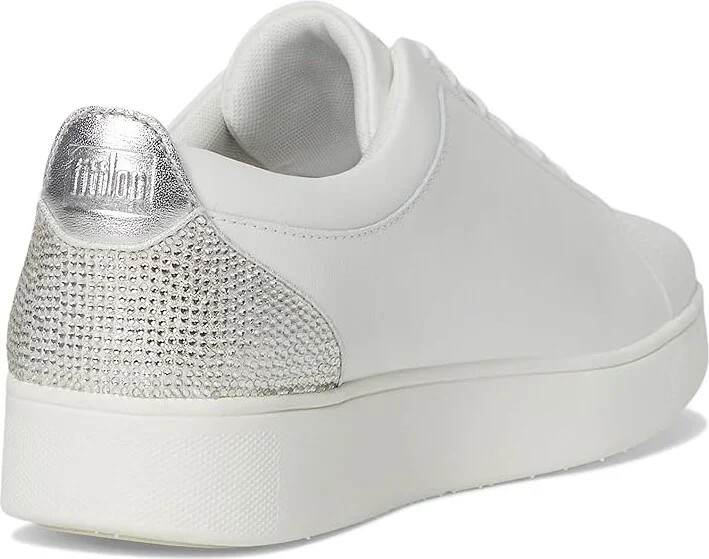 FitFlop Rally Crystal-Backtab Leather Trainers Women's Shoes Urban White/Silver : 10 M (B) - Image 4