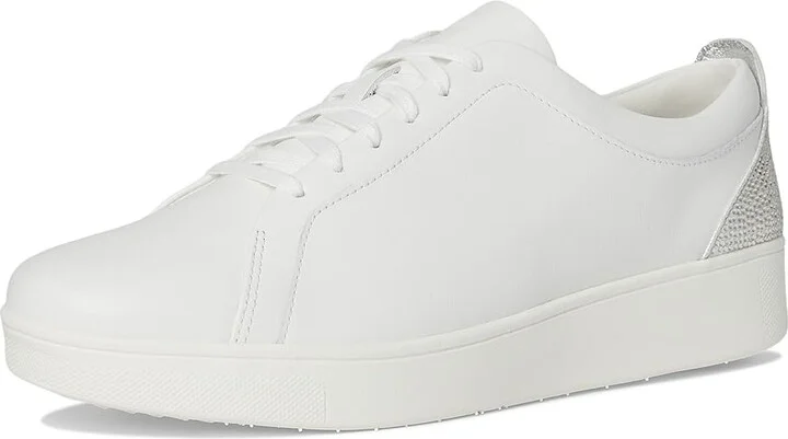 FitFlop Rally Crystal-Backtab Leather Trainers Women's Shoes Urban White/Silver : 10 M (B) - Image 5