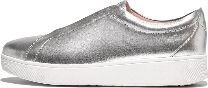 FitFlop RALLY Elastic Metallic-Leather Slip-On Sneakers Leather/Elastic