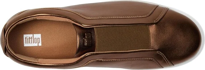 FitFlop Rally Elastic Metallic Leather Slip-On Sneakers Women's Shoes Bronze Mix : 5 M (B), Leather/Synthetic - Image 2