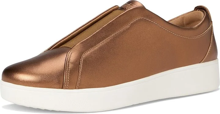 FitFlop Rally Elastic Metallic Leather Slip-On Sneakers Women's Shoes Bronze Mix : 5 M (B), Leather/Synthetic - Image 5