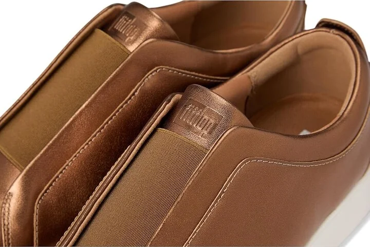 FitFlop Rally Elastic Metallic Leather Slip-On Sneakers Women's Shoes Bronze Mix : 5 M (B), Leather/Synthetic - Image 7