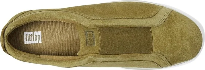 FitFlop Rally Elastic Suede Slip-On Sneakers Women's Shoes Khaki Green Mix : 5 M (B), Synthetic - Image 2