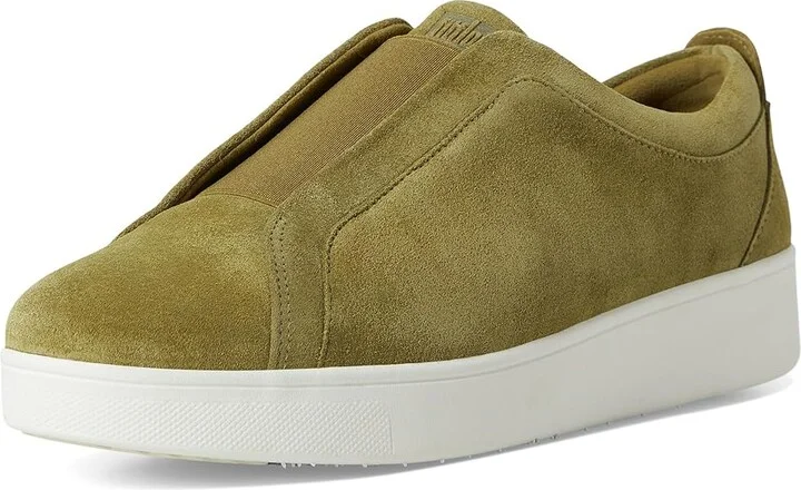 FitFlop Rally Elastic Suede Slip-On Sneakers Women's Shoes Khaki Green Mix : 5 M (B), Synthetic - Image 5
