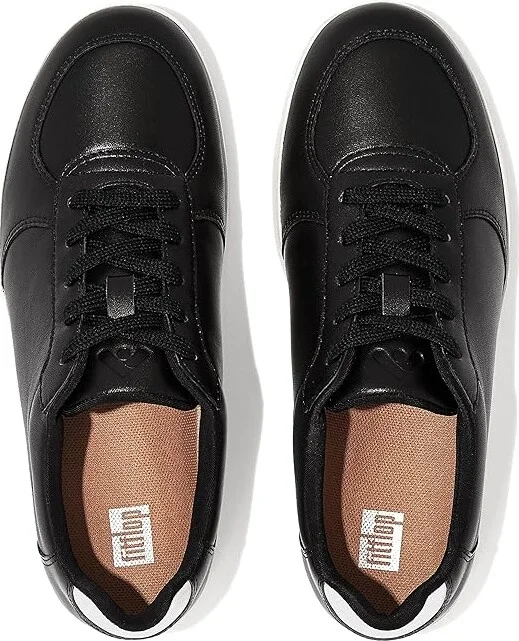 FitFlop Rally Leather Panel Sneakers Women's Shoes Black : 5 M (B), Leather/Suede - Image 2