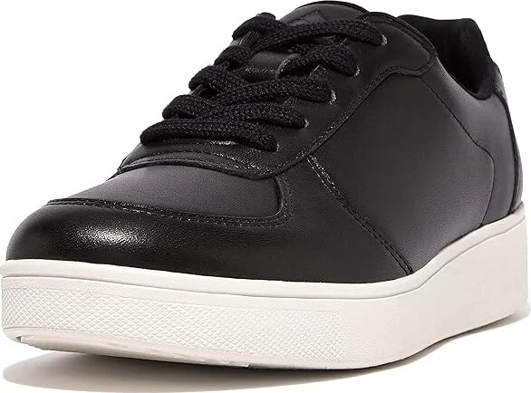 FitFlop Rally Leather Panel Sneakers Women's Shoes Black : 5 M (B), Leather/Suede