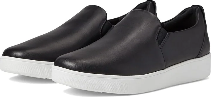 FitFlop Rally Leather Slip-On Skate Sneakers Women's Shoes Black : 5 M (B)