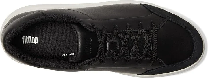 FitFlop Rtg Leather/Suede Sneakers Women's Walking Shoes Black : 10 M (B) - Image 2