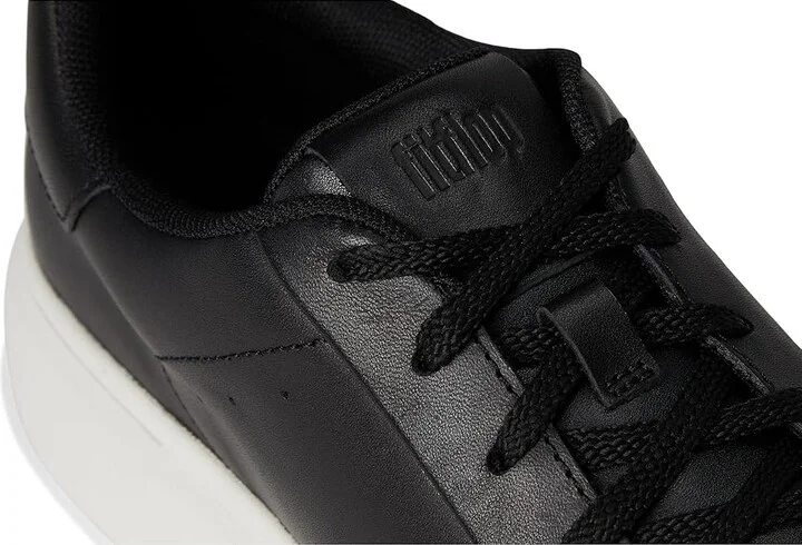 FitFlop Rtg Leather/Suede Sneakers Women's Walking Shoes Black : 10 M (B) - Image 7