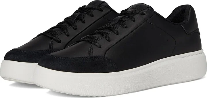 FitFlop Rtg Leather/Suede Sneakers Women's Walking Shoes Black : 10 M (B)