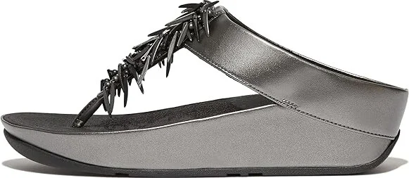 FitFlop Rumba Women's Sandals Pewter Black : 10 M (B), Leather - Image 4