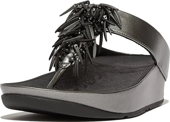 FitFlop Rumba Women's Sandals Pewter Black : 10 M (B), Leather