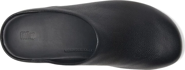 FitFlop Shuv Tumbled-leather Clogs Women's Slippers All Black : 6 M (B) - Image 2
