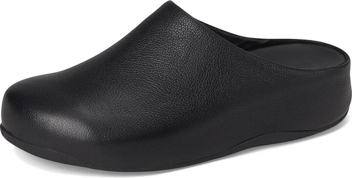 FitFlop Shuv Tumbled-leather Clogs Women's Slippers All Black : 6 M (B) - Image 5