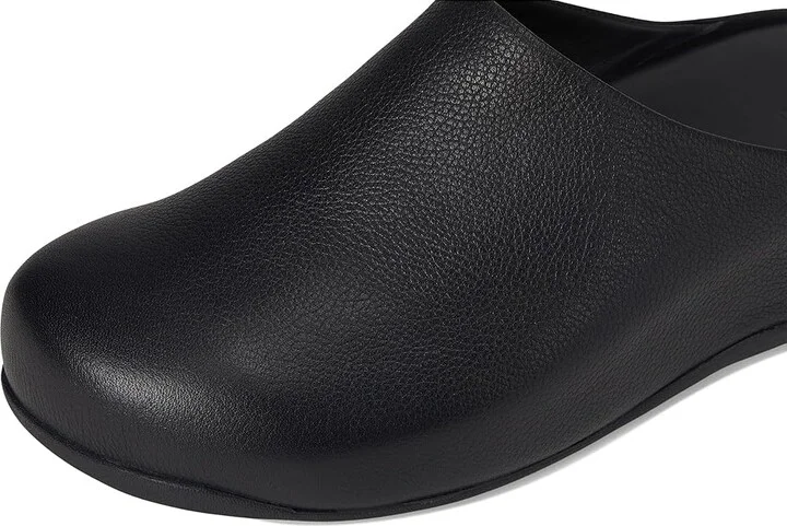 FitFlop Shuv Tumbled-leather Clogs Women's Slippers All Black : 6 M (B) - Image 7
