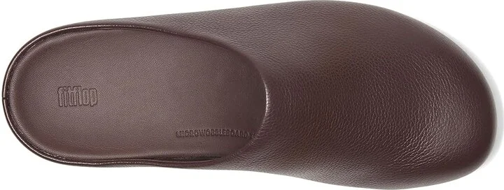 FitFlop Shuv Tumbled-leather Clogs Women's Slippers Chocolat : 10 M (B) - Image 2