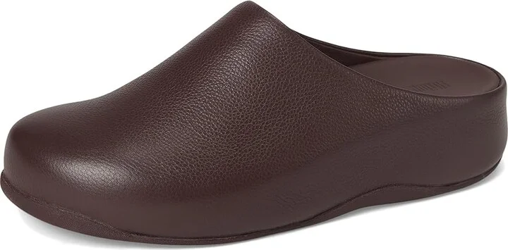 FitFlop Shuv Tumbled-leather Clogs Women's Slippers Chocolat : 10 M (B) - Image 5