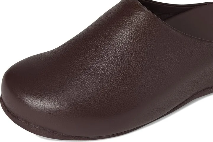 FitFlop Shuv Tumbled-leather Clogs Women's Slippers Chocolat : 10 M (B) - Image 7